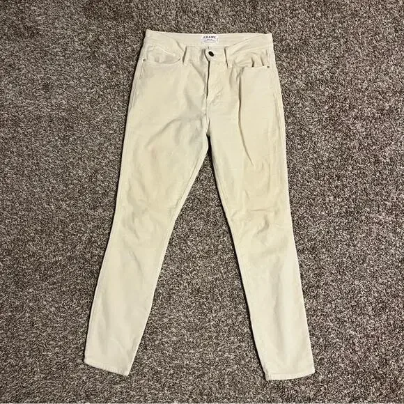 FRAME Ivory Winter White Velvet Skinny Pants Size 27 - Picture 2 of 8